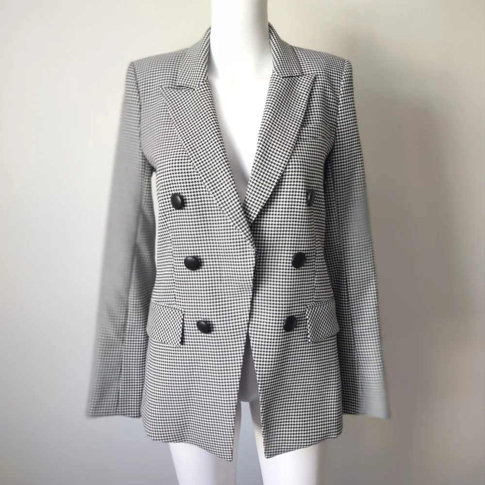 Veronica Beard 0 Leon Dickey Blazer houndstooth tweed black tweed